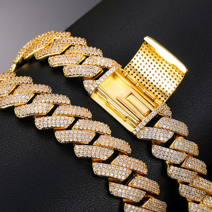 Men's 20mm 3-Row Iced Out Cuban Link Chain | 925 Sterling Silver Hip Hop Jewelry | High Quality AAA+ Cubic Zirconia