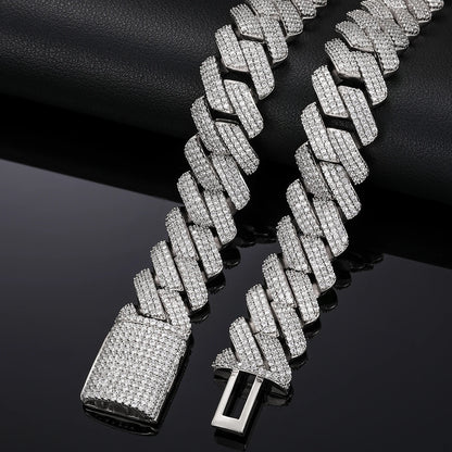 Men's 20mm 3-Row Iced Out Cuban Link Chain | 925 Sterling Silver Hip Hop Jewelry | High Quality AAA+ Cubic Zirconia