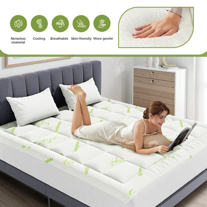 Cooling Bamboo Fiber Mattress Topper Deep Pocket