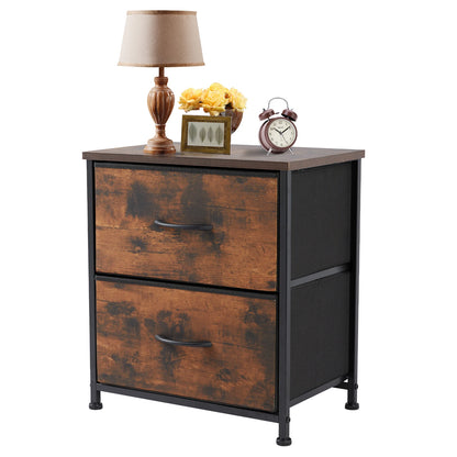 Nightstand with Fabric Drawers Bedroom Storage