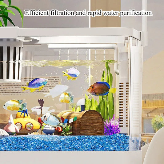 Self-Circulating Desktop Aquarium Kit – High-Transparency Mini Stream Tank for Office & Home