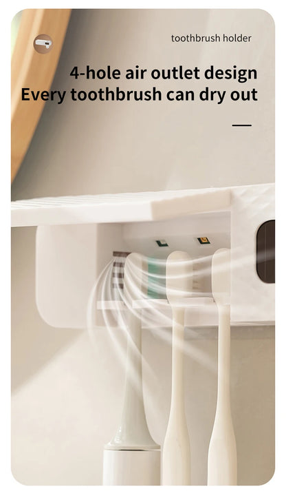 Smart Wall-Mounted Toothbrush Rack Toothpaste Dispenser 3-Slot