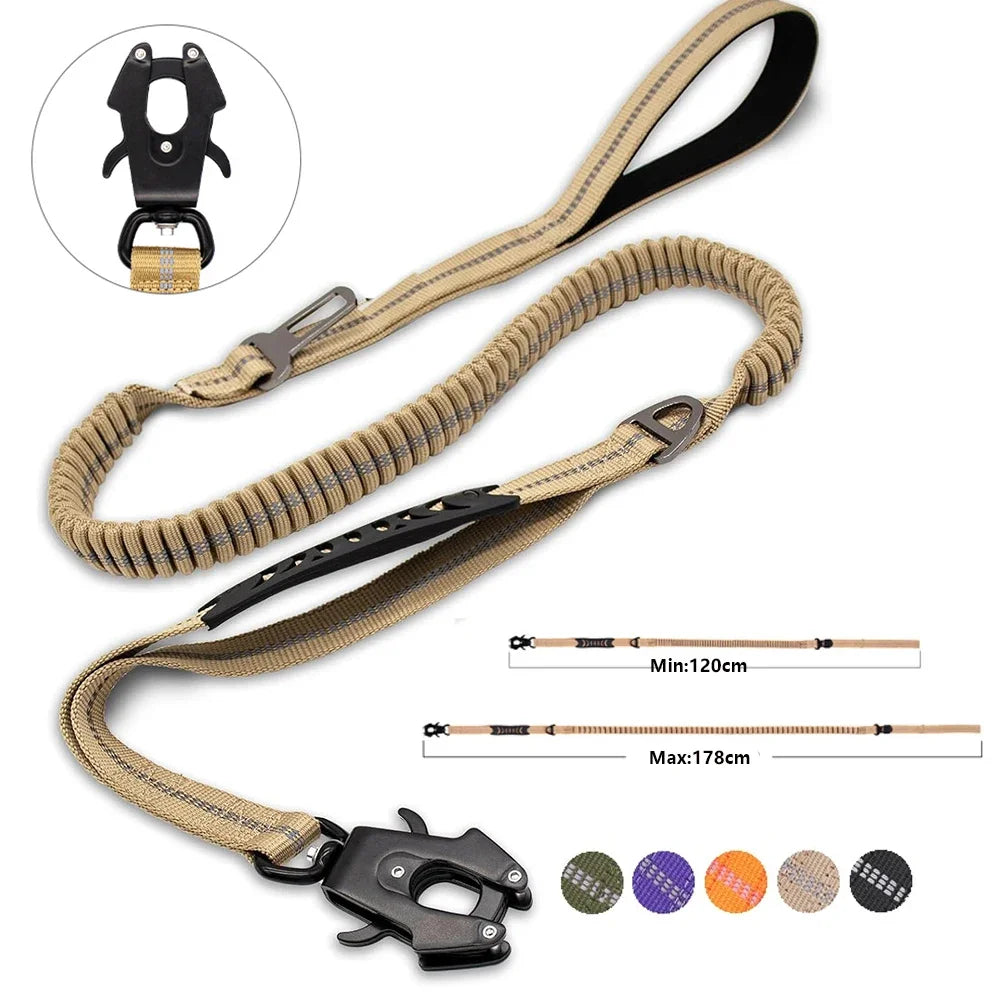 Reflective Bungee Dog Leash Heavy Duty Tactical