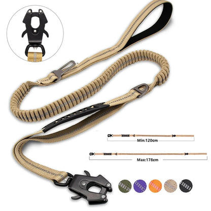 Reflective Bungee Dog Leash Heavy Duty Tactical