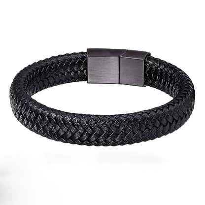 Black PU Leather Magnetic Bracelet Men Gift
