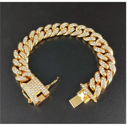 Full Crystal Cuban Chain Hip-Hop Bracelet