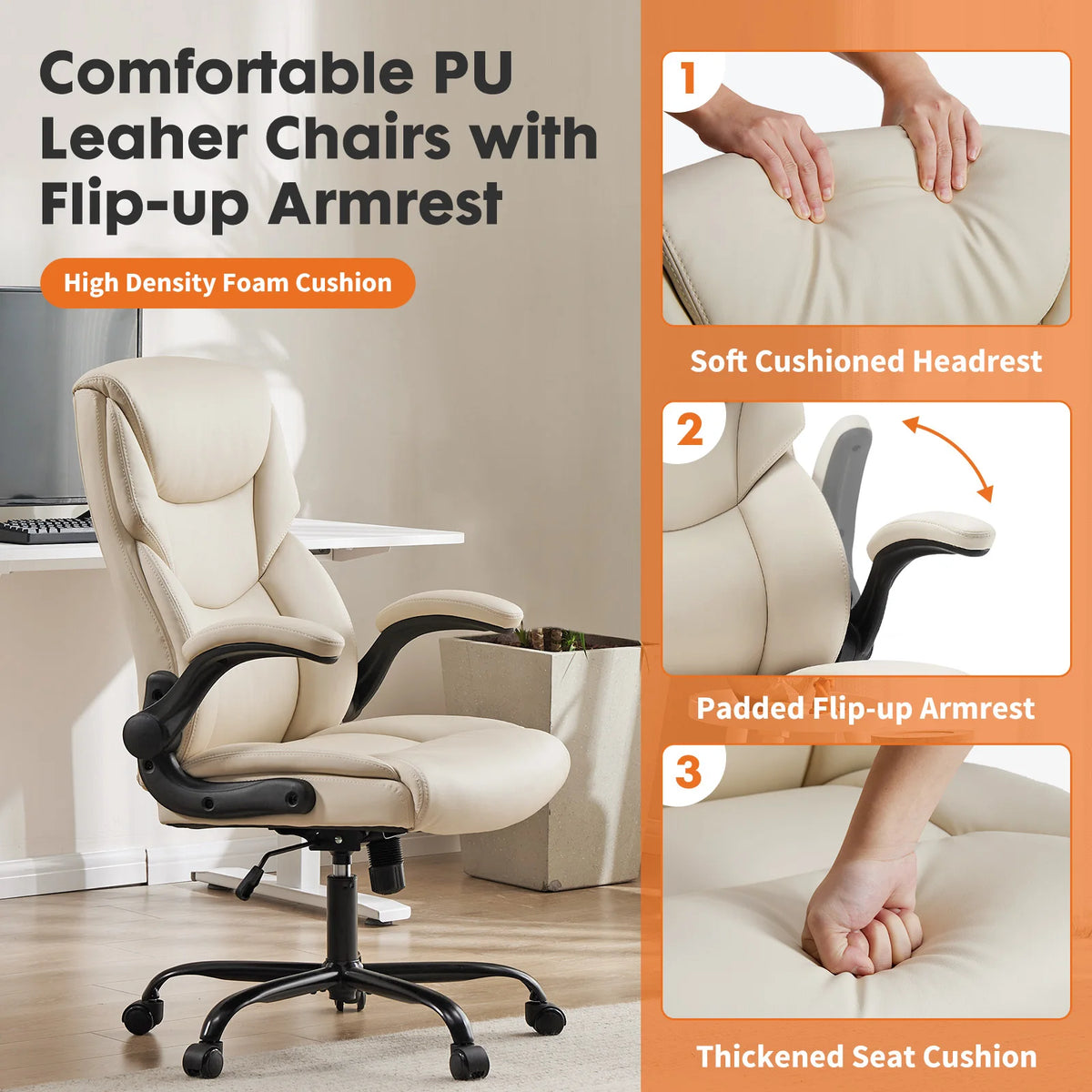 Ergonomic Heavy Duty PU Leather Office Chair