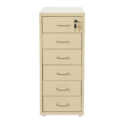 6-Drawer Lockable Rolling Metal File Cabinet