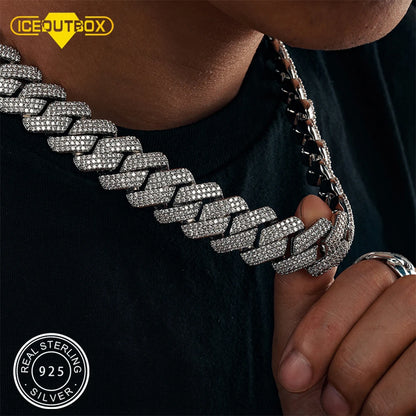 Men's 20mm 3-Row Iced Out Cuban Link Chain | 925 Sterling Silver Hip Hop Jewelry | High Quality AAA+ Cubic Zirconia