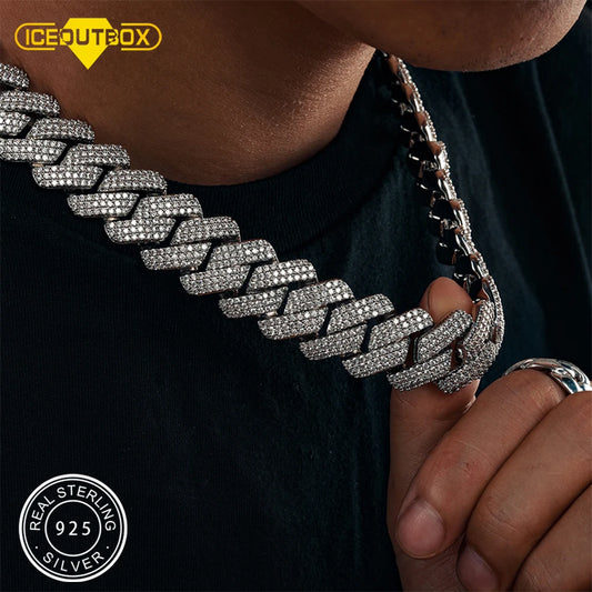 Men's 20mm 3-Row Iced Out Cuban Link Chain | 925 Sterling Silver Hip Hop Jewelry | High Quality AAA+ Cubic Zirconia