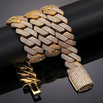 Men's 20mm 3-Row Iced Out Cuban Link Chain | 925 Sterling Silver Hip Hop Jewelry | High Quality AAA+ Cubic Zirconia