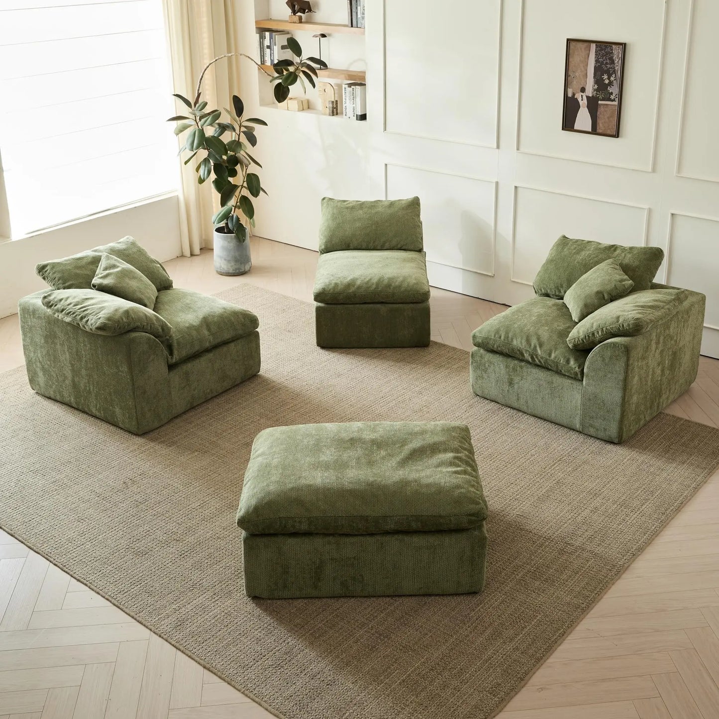 Modern Cloud Chenille Fabric Sectional Sofa
