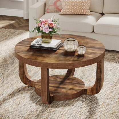 Tribesigns 2 Tier Round Wooden Coffee Table