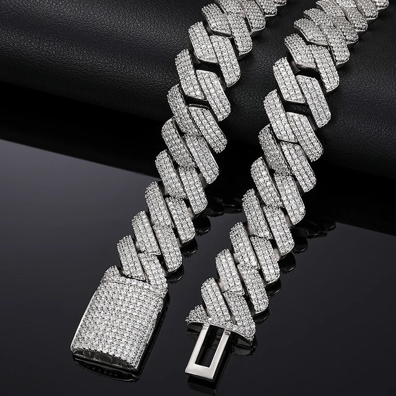 Men's 20mm 3-Row Iced Out Cuban Link Chain | 925 Sterling Silver Hip Hop Jewelry | High Quality AAA+ Cubic Zirconia