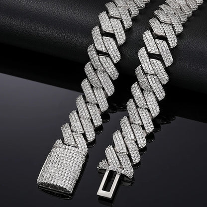 Men's 20mm 3-Row Iced Out Cuban Link Chain | 925 Sterling Silver Hip Hop Jewelry | High Quality AAA+ Cubic Zirconia
