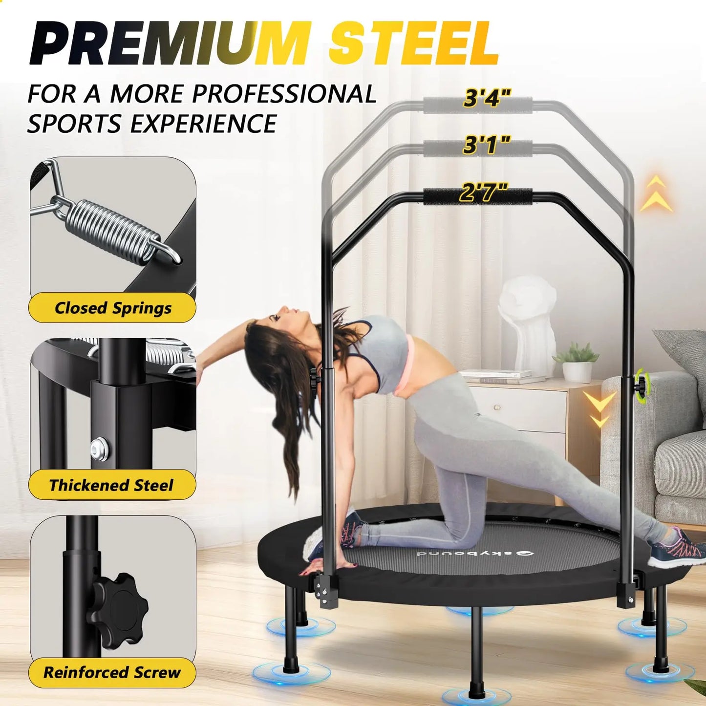 40" Foldable Mini Fitness Trampoline Rebounder