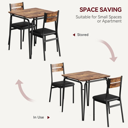 Compact 3-Piece Wood Dining Table Set