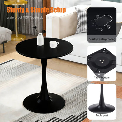 24 Inch Black Round Mid Century Modern Table