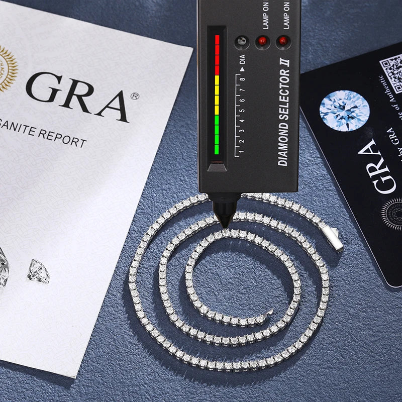 2mm Moissanite Tennis Necklace in 925 Sterling Silver | D VVS1 Brilliant Cut | Passes Diamond Tester with GRA Certificate