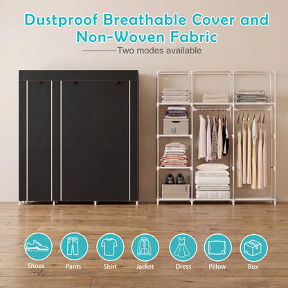 Large Capacity Portable Non-Woven Wardrobe Closet Organizer
