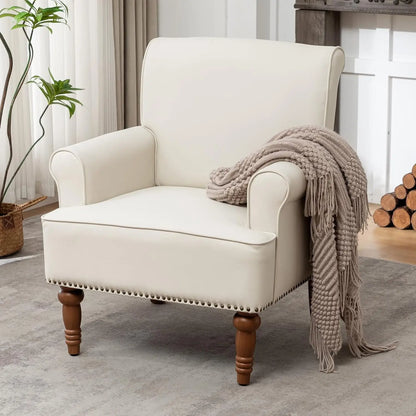 Mid-Century Faux Leather Accent Chair Lounge