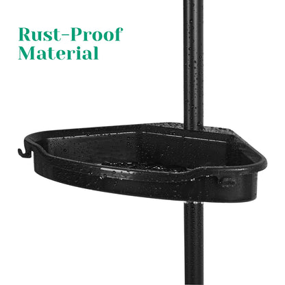 4-Tier Corner Shower Caddy – Extra Tall Adjustable Tension Pole (101.6"–122" H)