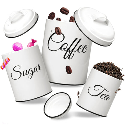 3-Piece White Airtight Kitchen Canister Set