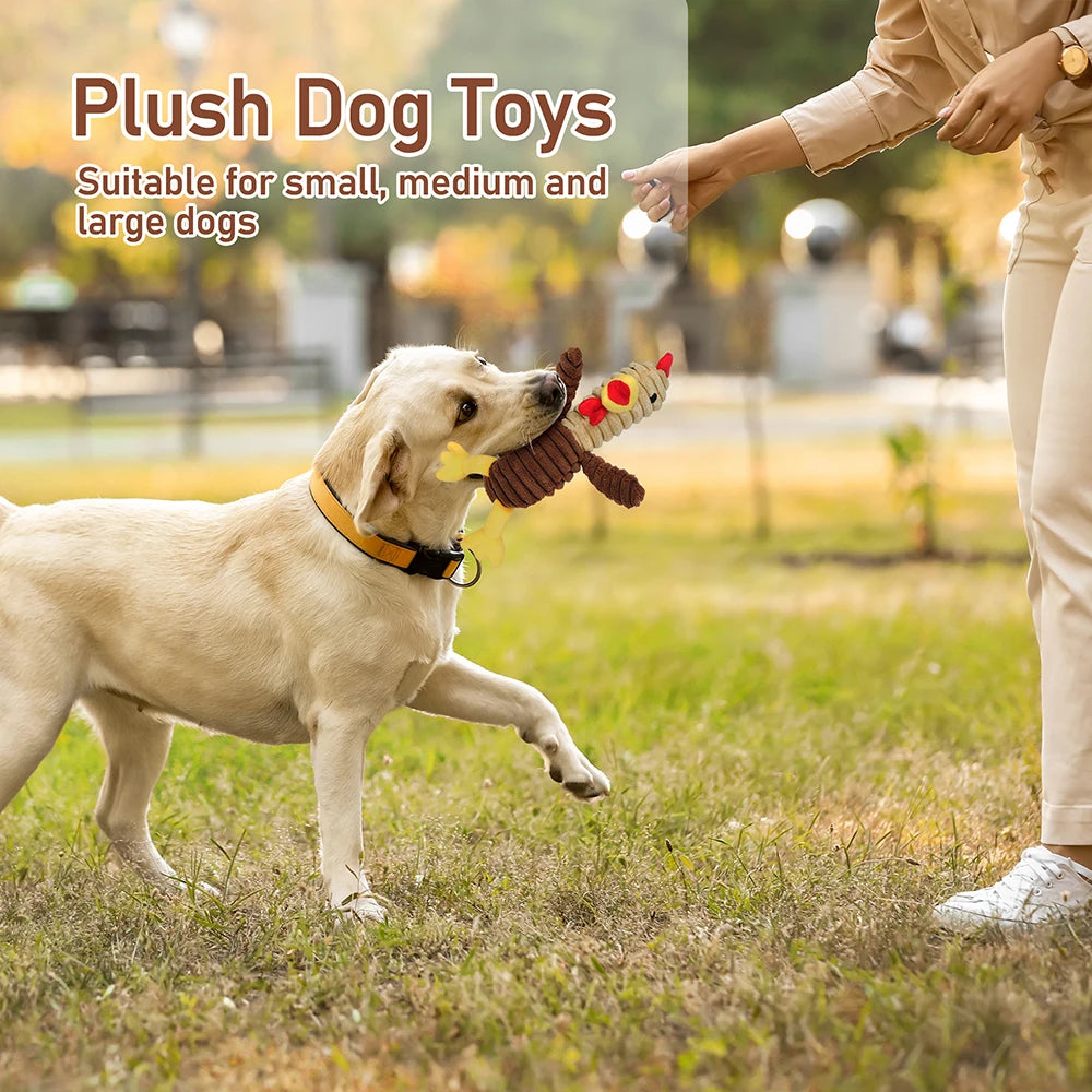 5-Pack Plush Animal Squeaky Dog Toys