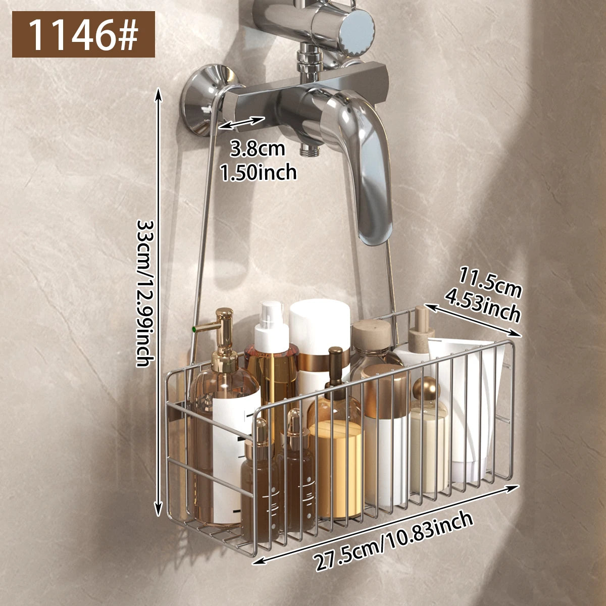 Hanging Showerhead Rack for Shampoo, Soap & Accessories