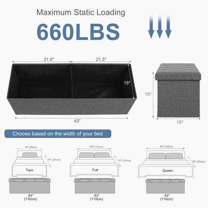 Heavy Duty Folding Storage Ottoman Bench