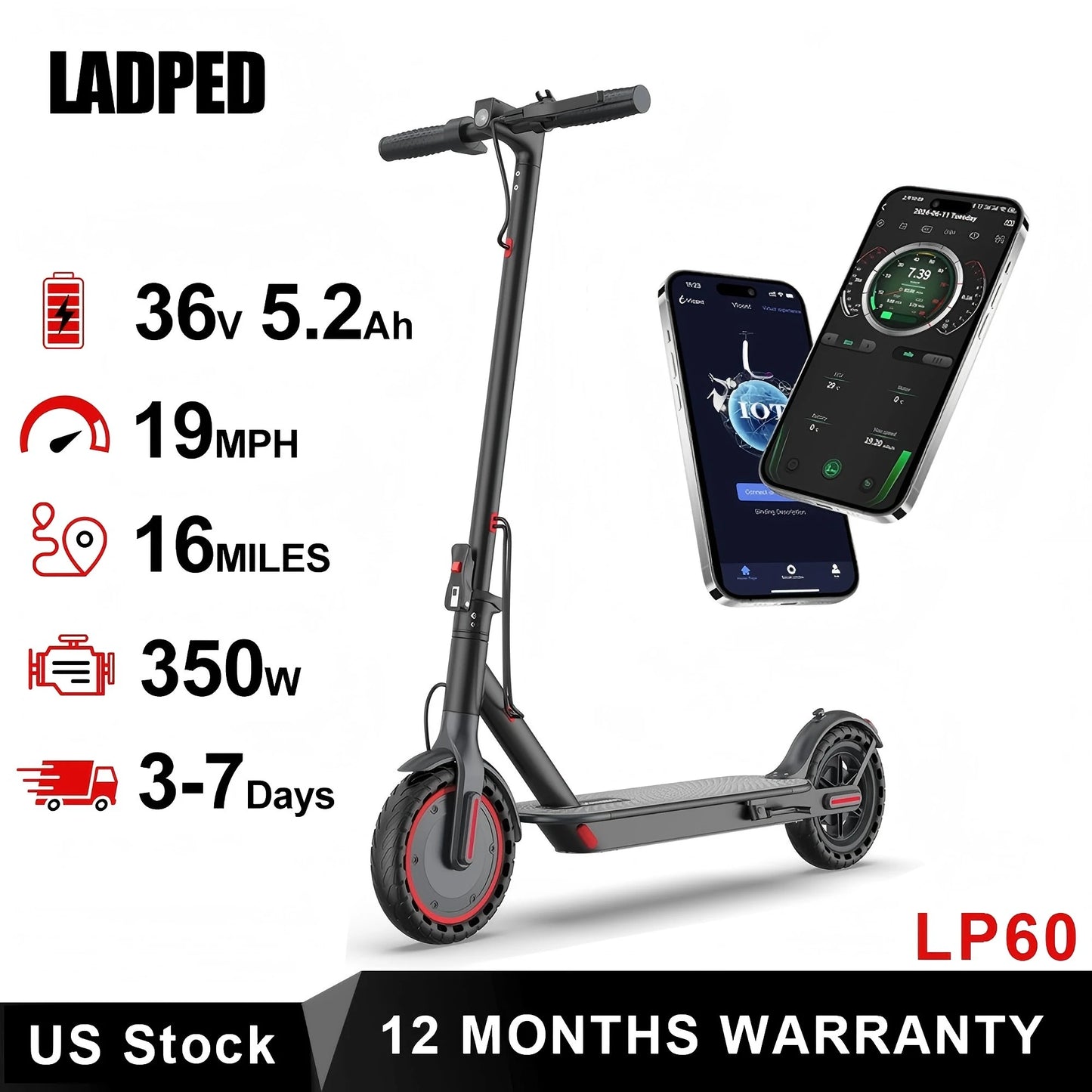 LP60 Electric Scooter 350W Foldable Smart