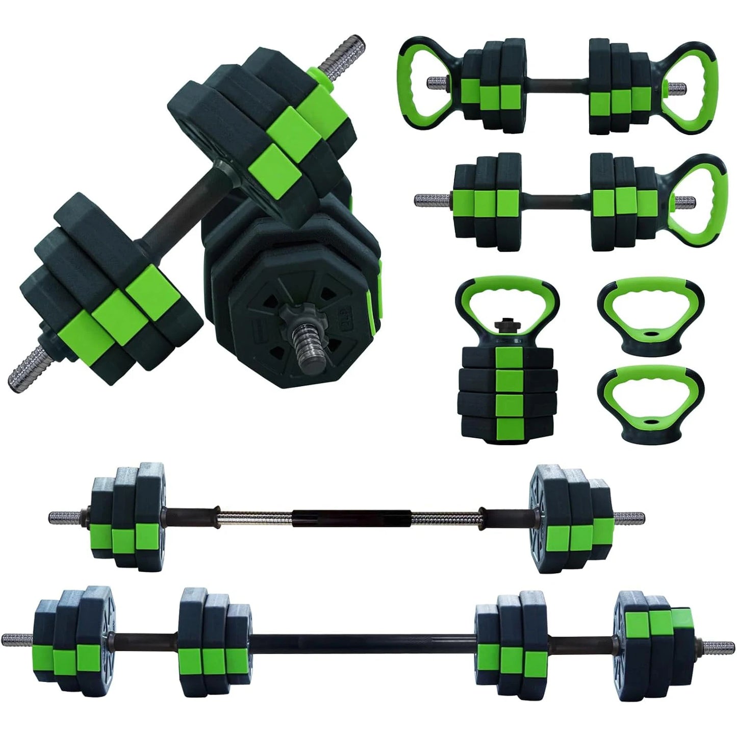 4-in-1 Adjustable Dumbbell Kettlebell Barbell Set