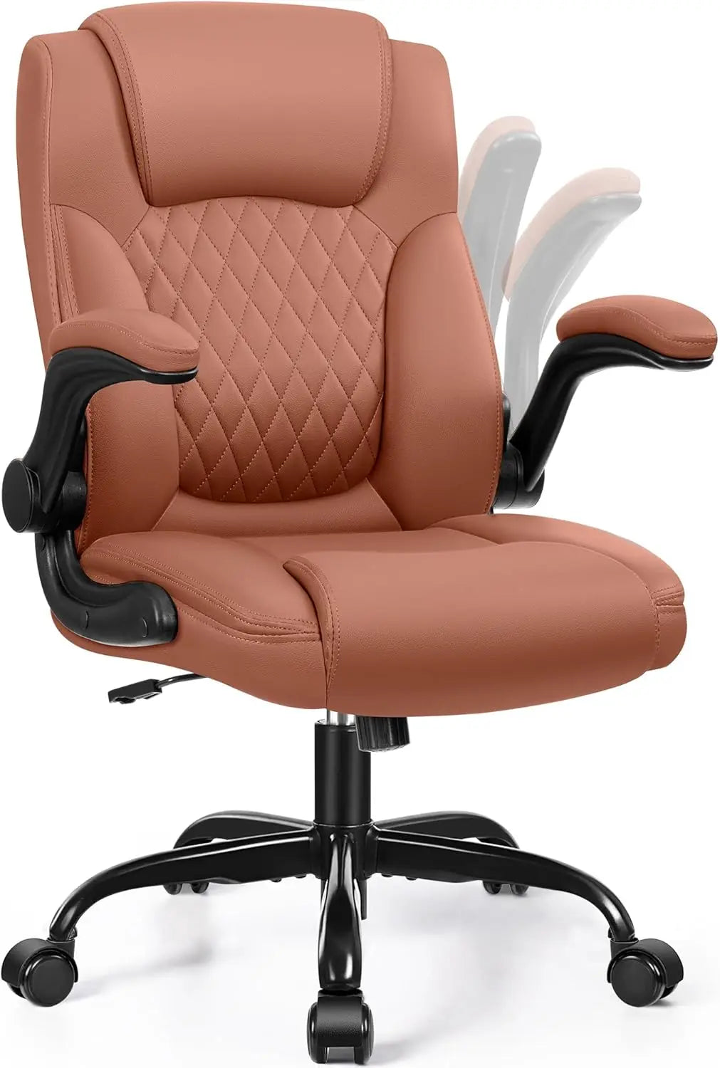Leather Office Chair Ergonomic Swivel Wheels