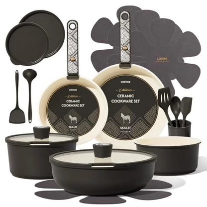 Ceramic Nonstick Cookware Set with Detachable Handle