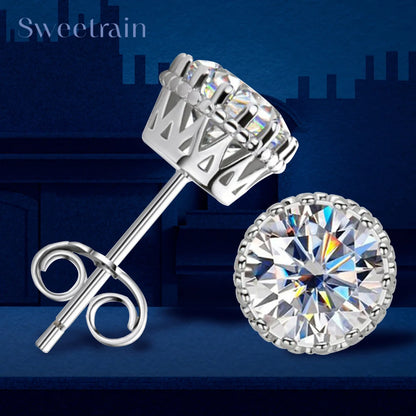 Certified 1ct Moissanite Stud Earrings - 925 Sterling Silver Unisex Fine Jewelry