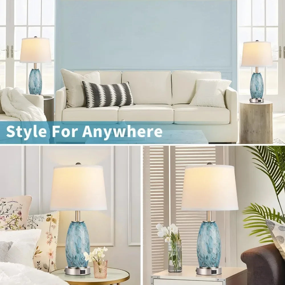 Customizable 3-Way Glass Table Lamps Set