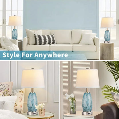 Customizable 3-Way Glass Table Lamps Set
