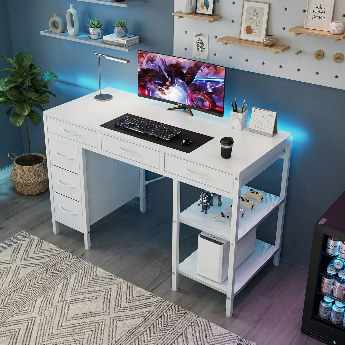 Reversible 47 Inch Office Desk Storage Shelves
