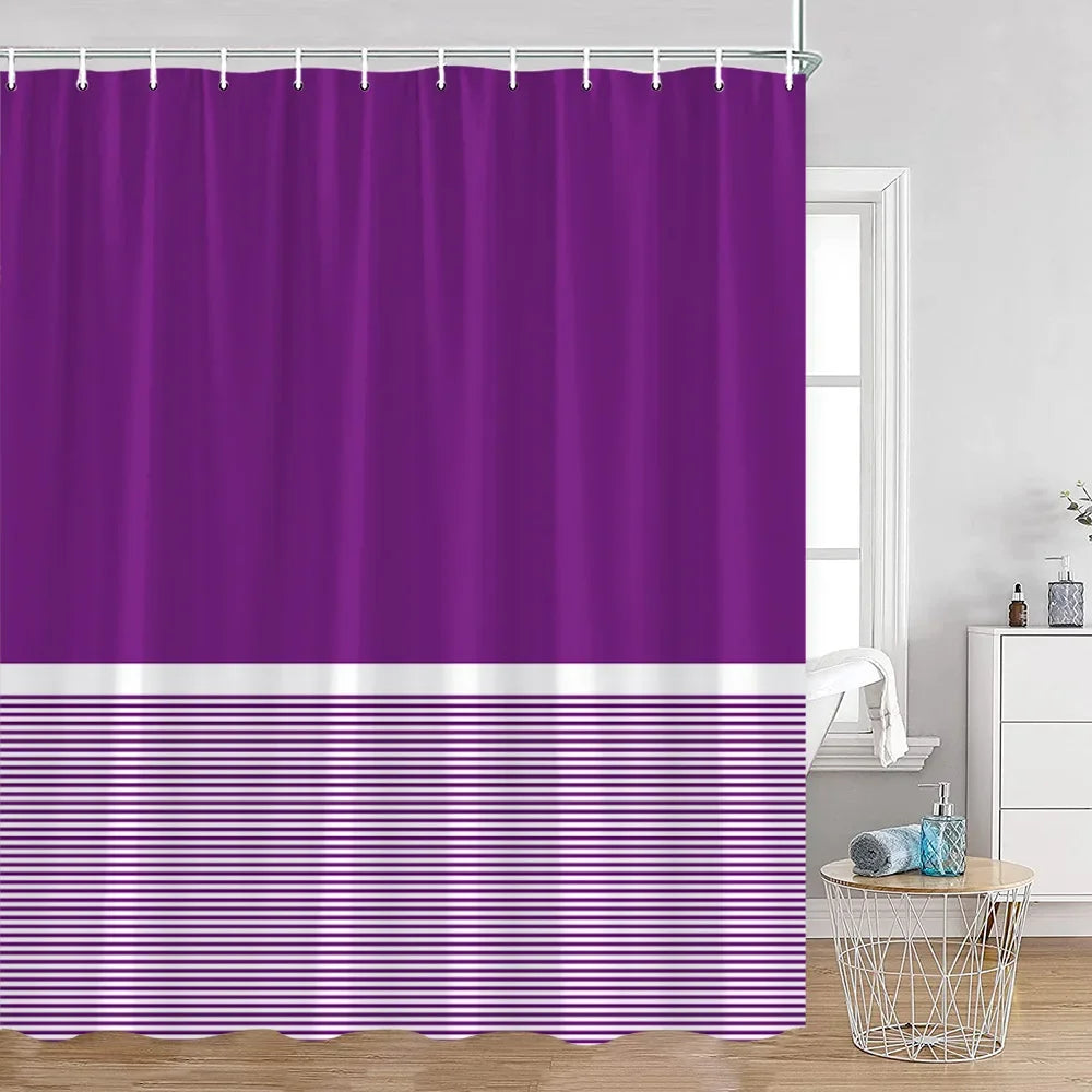 Solid Striped Colorful Modern Shower Curtain