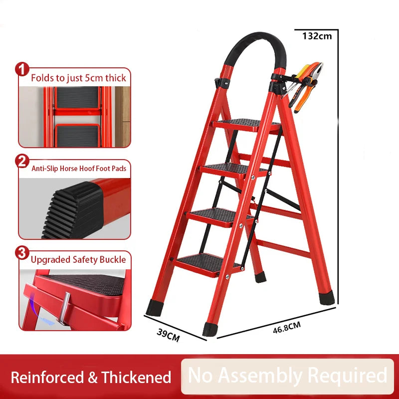 Foldable Step Ladder with Built In Tool Holder