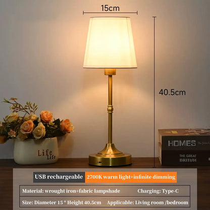 Rechargeable Dimmable Fabric Table Lamp – Portable Touch Lamp for Bedroom & Living Room