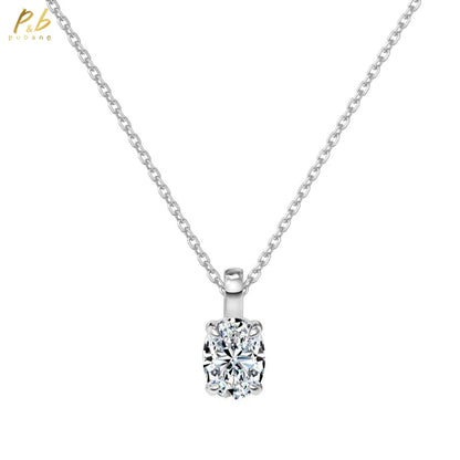 Oval Moissanite Sterling Silver Pendant Necklace