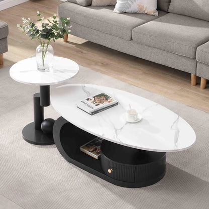 Luxury Oval Faux Marble Coffee Table