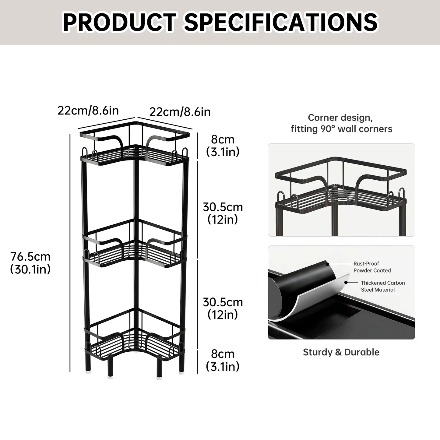 Freestanding Multi-Tier Bathroom Corner Storage Shelf