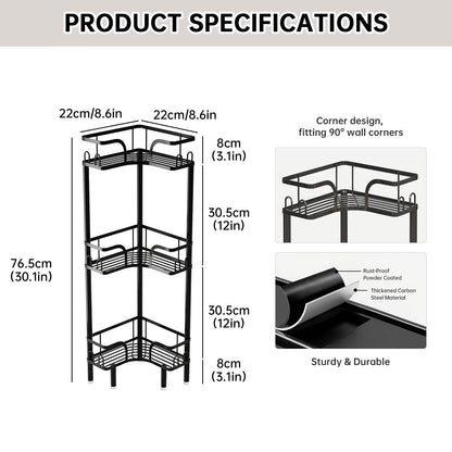Freestanding Multi-Tier Bathroom Corner Storage Shelf