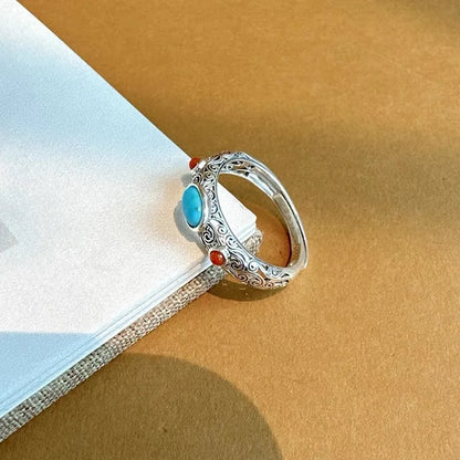 Vintage Sterling Silver Turquoise Band Ring