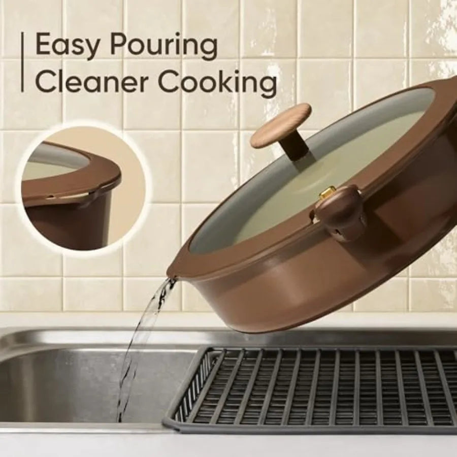 Ceramic Nonstick Cookware Set with Detachable Handle