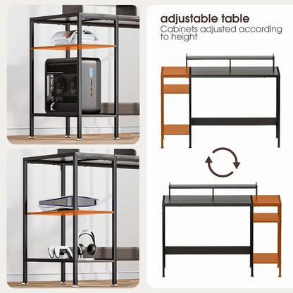 Home Office Desk with Adjustable Monitor Stand
