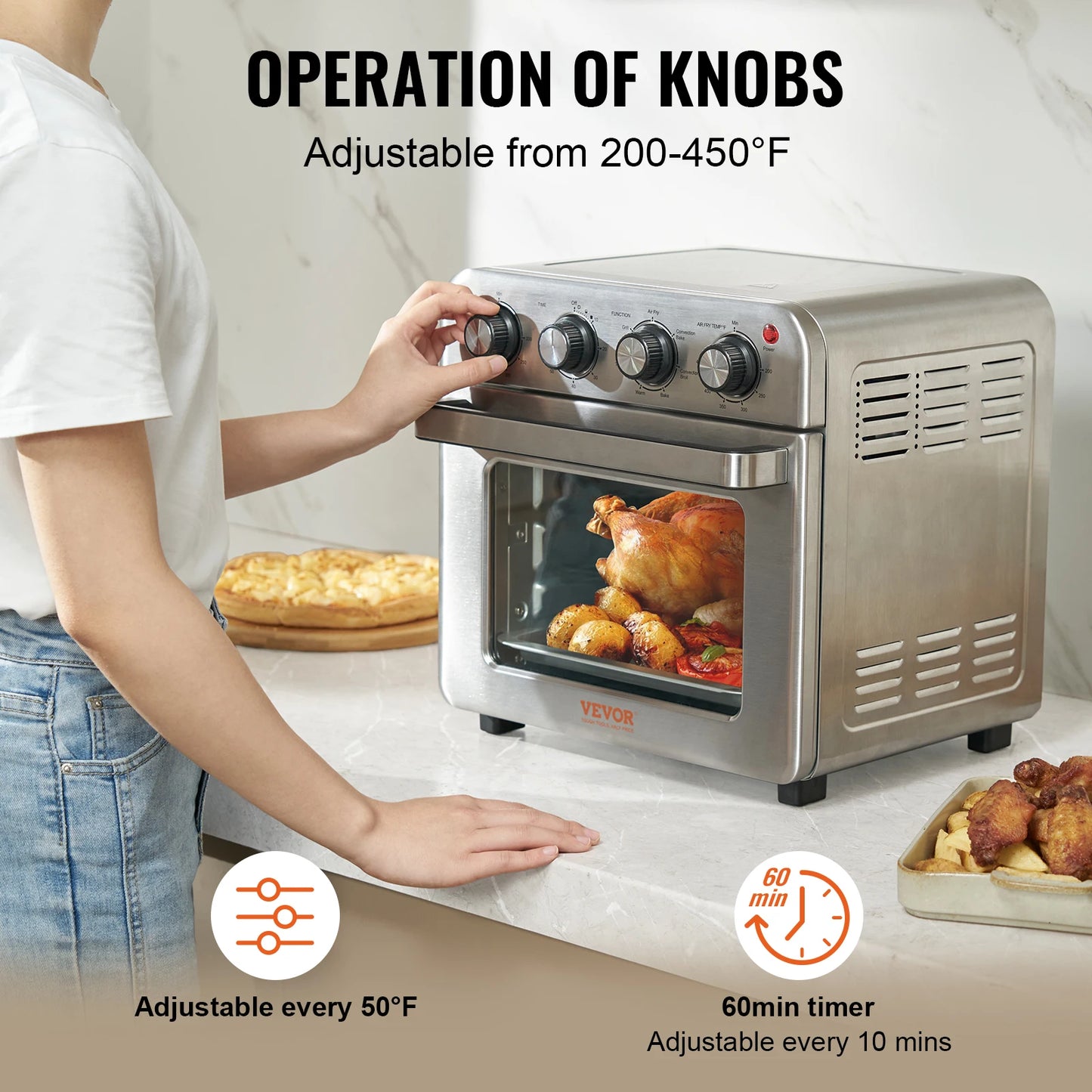 18L Stainless Steel Air Fryer Toaster Oven