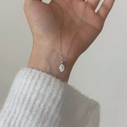 Oval Moissanite Sterling Silver Pendant Necklace